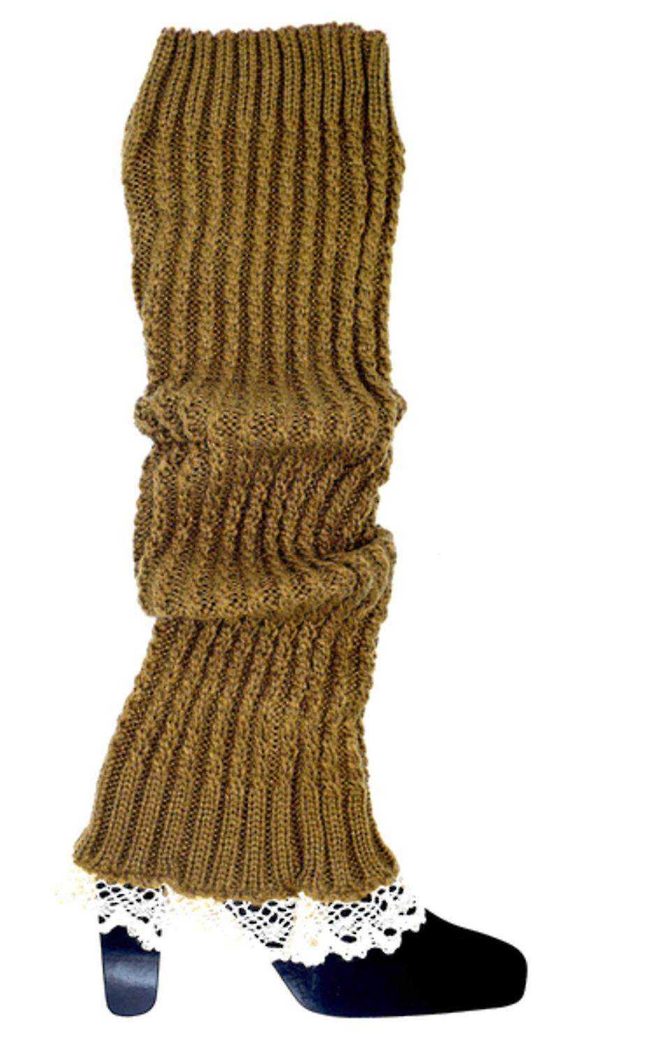 Brown leg warmers with lace