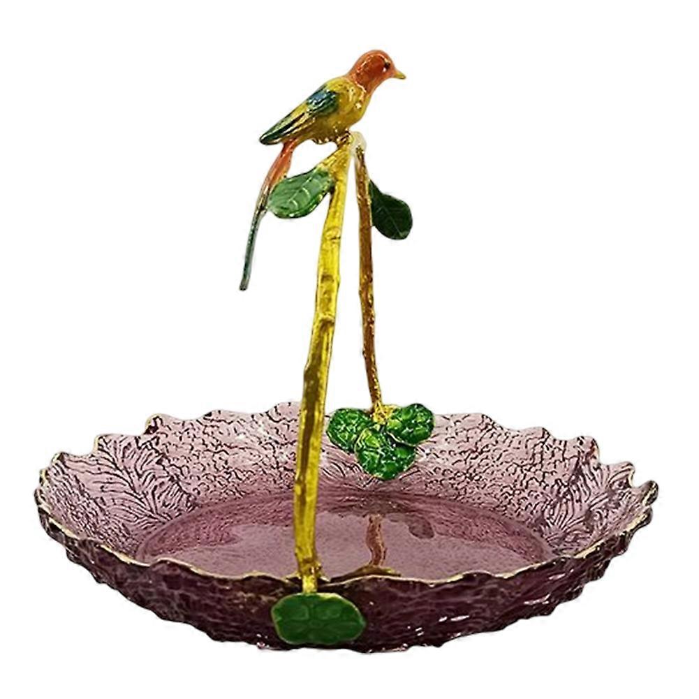 Retro Glass Fruit Basket with Handle Multipurpose Snack Tray Personalized Desktop Ornament