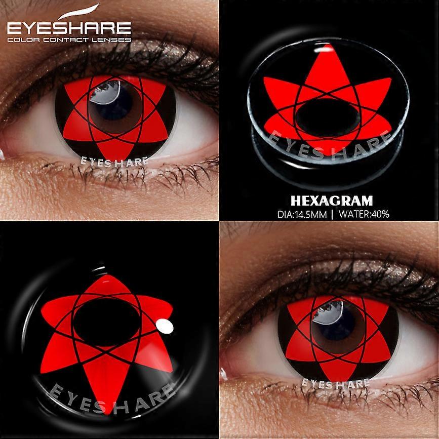 Halloween Cosplay színes kontaktlencsék szemekhez Anime lencsék színes kontaktlencsék szemszínes lencsékhez PIROS HEXAGRAM