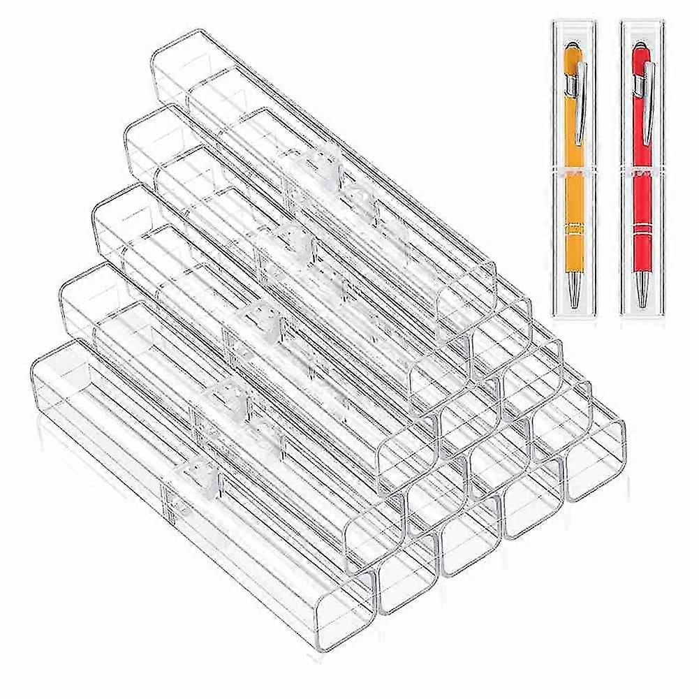 20 Pieces Plastic Clear Acrylic Pen Case, Gift Empty Pencil Boxes Plastic Pen Container For Student