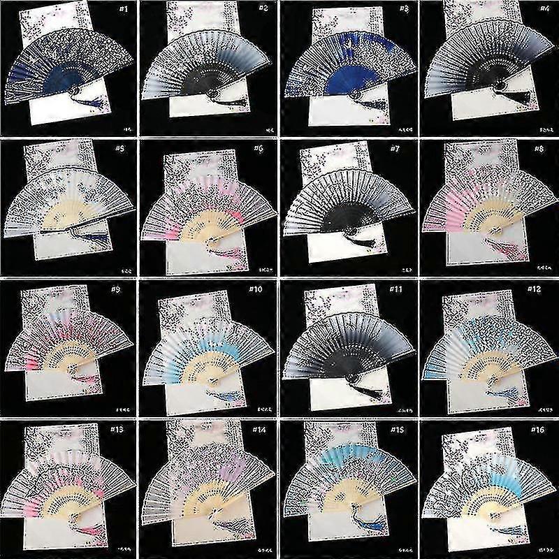 خمر نمط الحرير للطي مروحة الصينية نمط الفن الحرفية هدية ديكور المنزل الحلي الرقص مروحة اليد ( اللون : 5 )