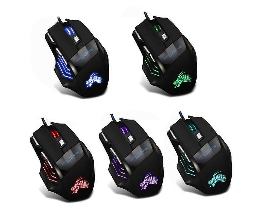 Ergonomic 7 Buttons LED Backlit 3200DPI USB Wired Optical Gaming Mouse for PC