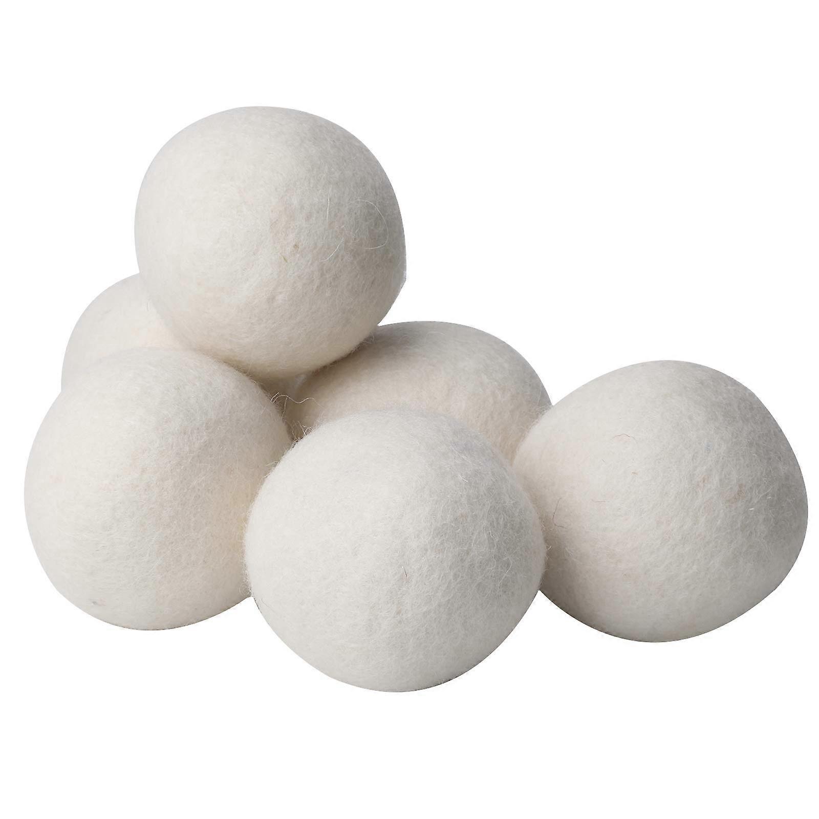 Pack of 6 Wool Dryer Balls - Natural Fabric Softener, Reusable, Reduces Clothing Wrinkles and Saves Drying Time