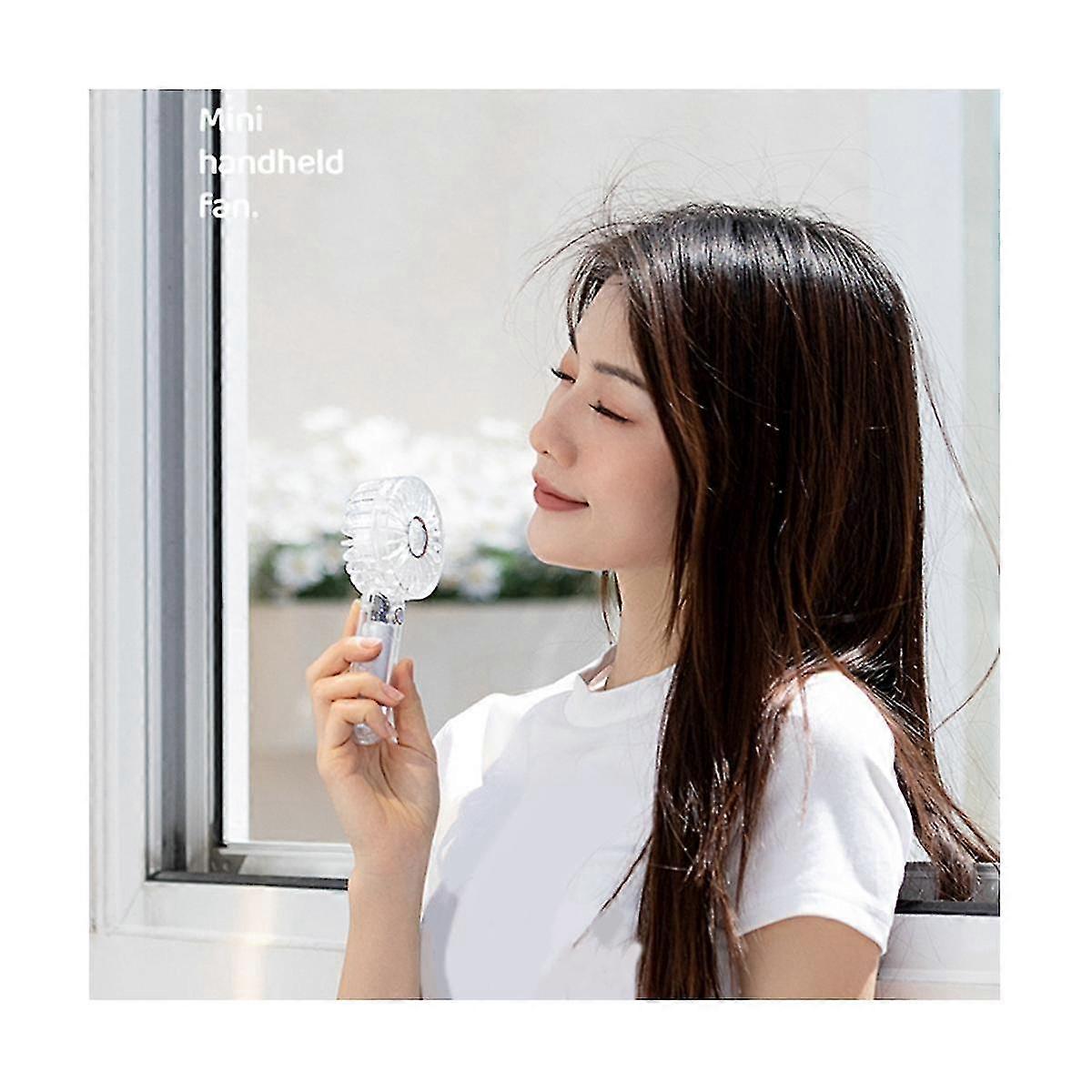 2000mah Transparent Shell Mini Handheld Fan 3 Gear Air Cooling Usb Battery Portable Fan With Light