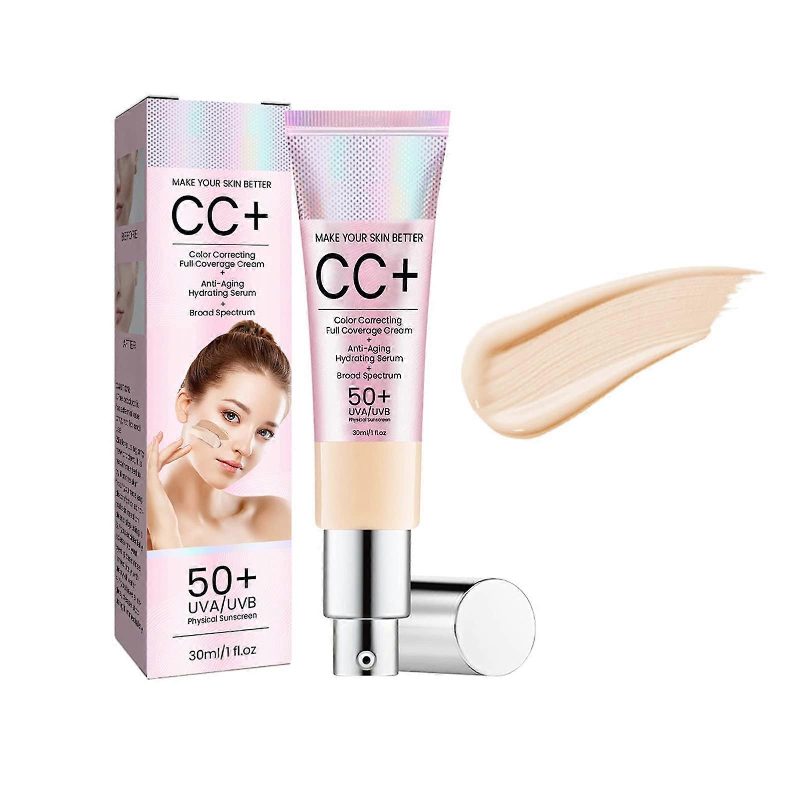 CC Cream Foundation,Skin Tone Adjusting CC Cream,Colour Correcting,Full Coverage Foundation LIGHT