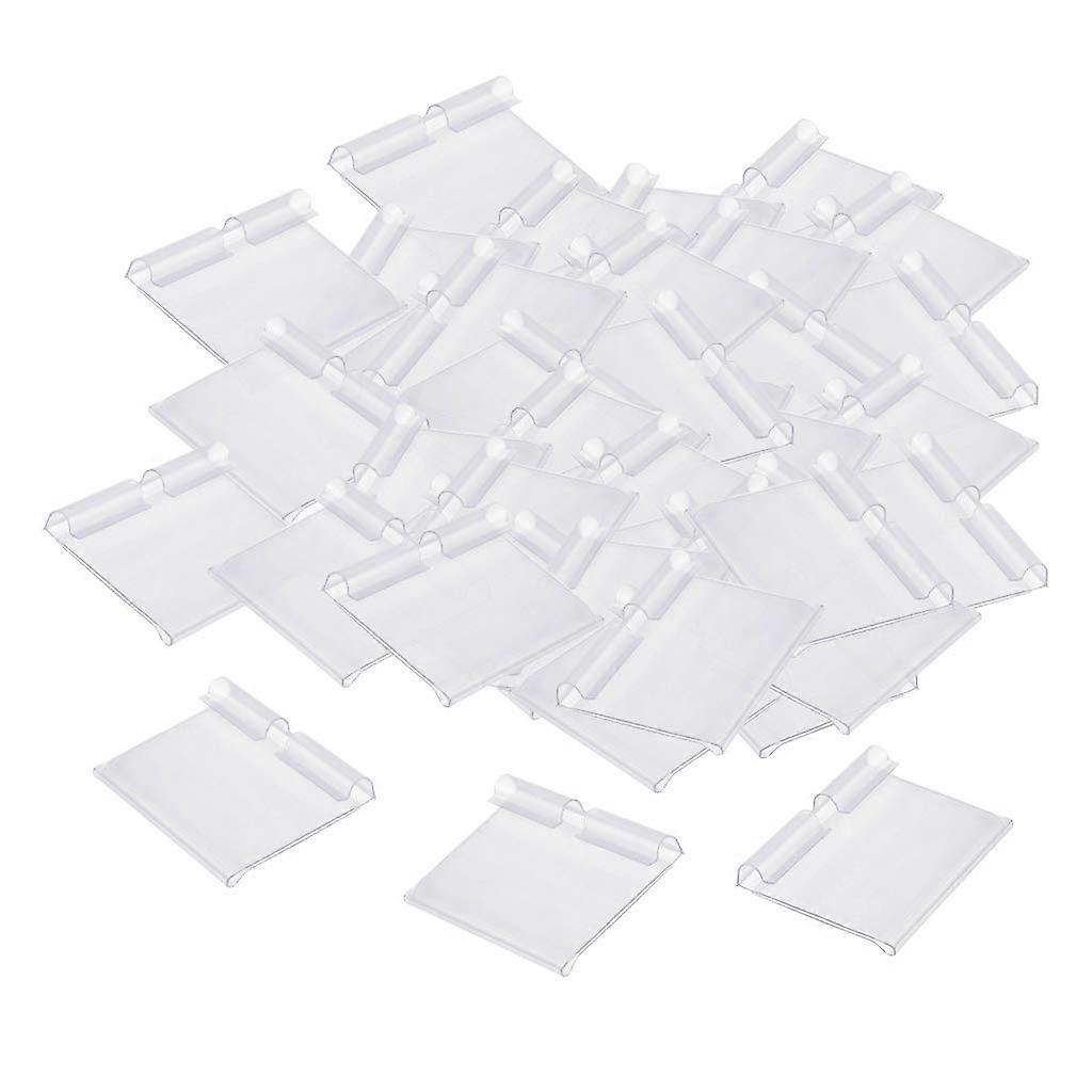 50PCS Clear PVC Shelf Retail Price Tag Label Display Holder for Supermarket - Clear, 80x42mm