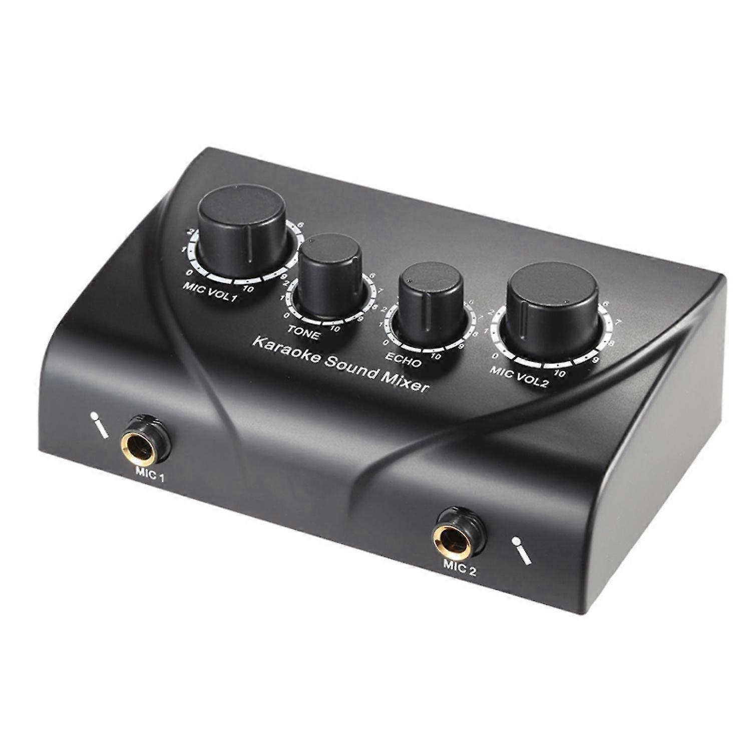 Portable Mic Inputs Audio Sound Mixer For Amplifier & Microphone Karaoke Ok Mixer Black Eu Plug