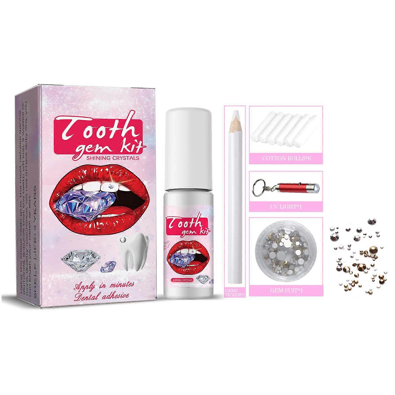 Tooth Faux-Gem Kit Shiny Glossys Finish Adhesive Decorative Teeth Ornament DIY Tooth Beauty Faux-Gem Jewelry Kit