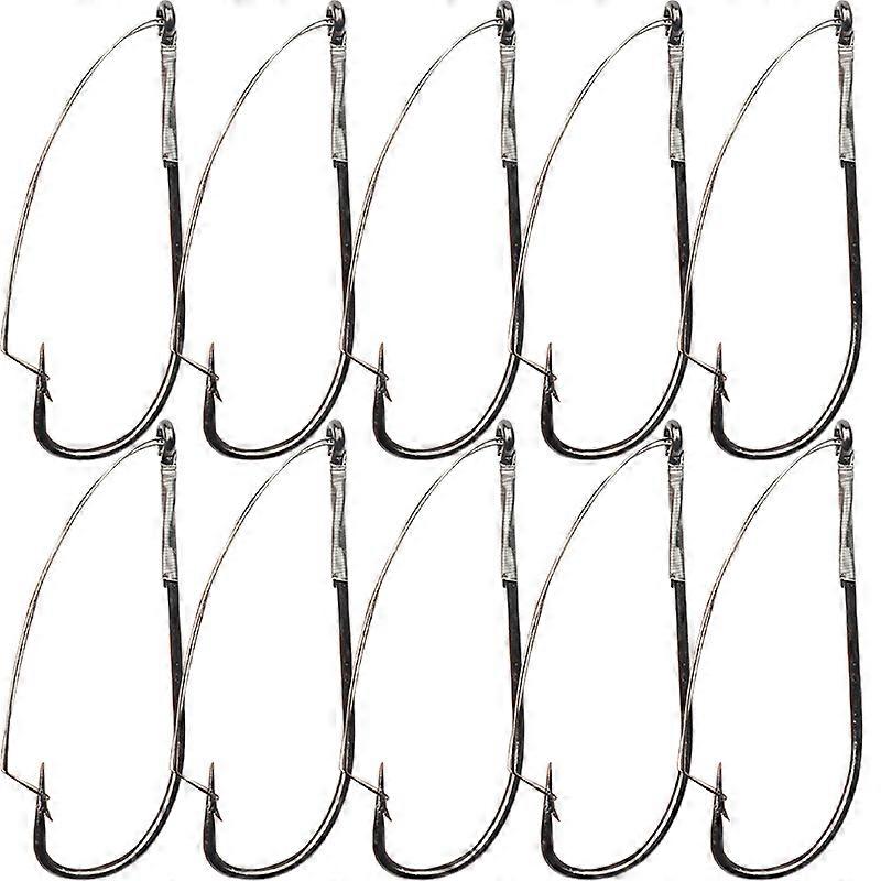 Set of 10 Weedless Wacky Hooks Barbed Worm Rig Fishing Hook with Case for Soft Baits All Waters 1/0# 2/0# 3/0# New
