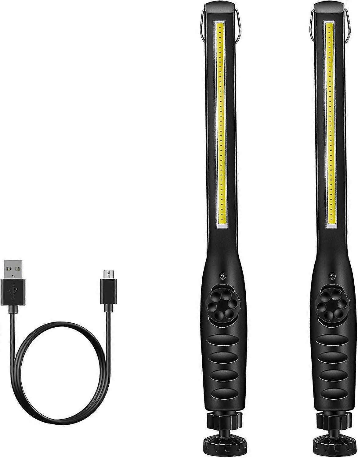 usb rechargeable work light cob inspection light flashlight with magnet base and hanging hook