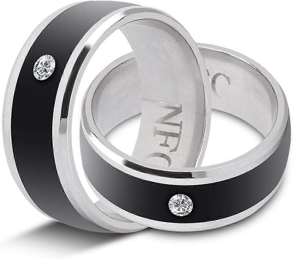 2pcs Easy to Use NFC Smart Ring, Metal Material Universal Smart Ring, for Mobile Phone(size7)