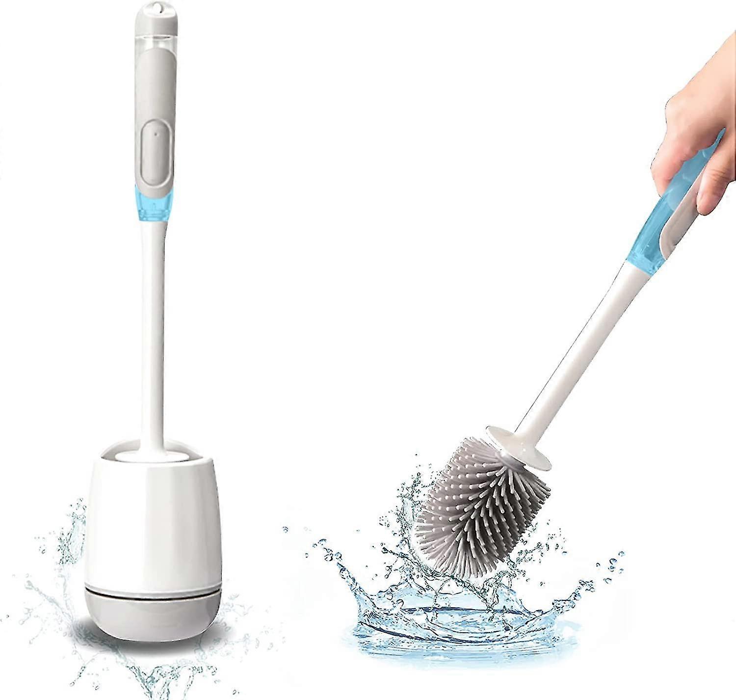 Hisucbetter Upgraded Toilet Brush And Holder To Preload The Cleaner In The Handle. Silicone Bristles. Toilet