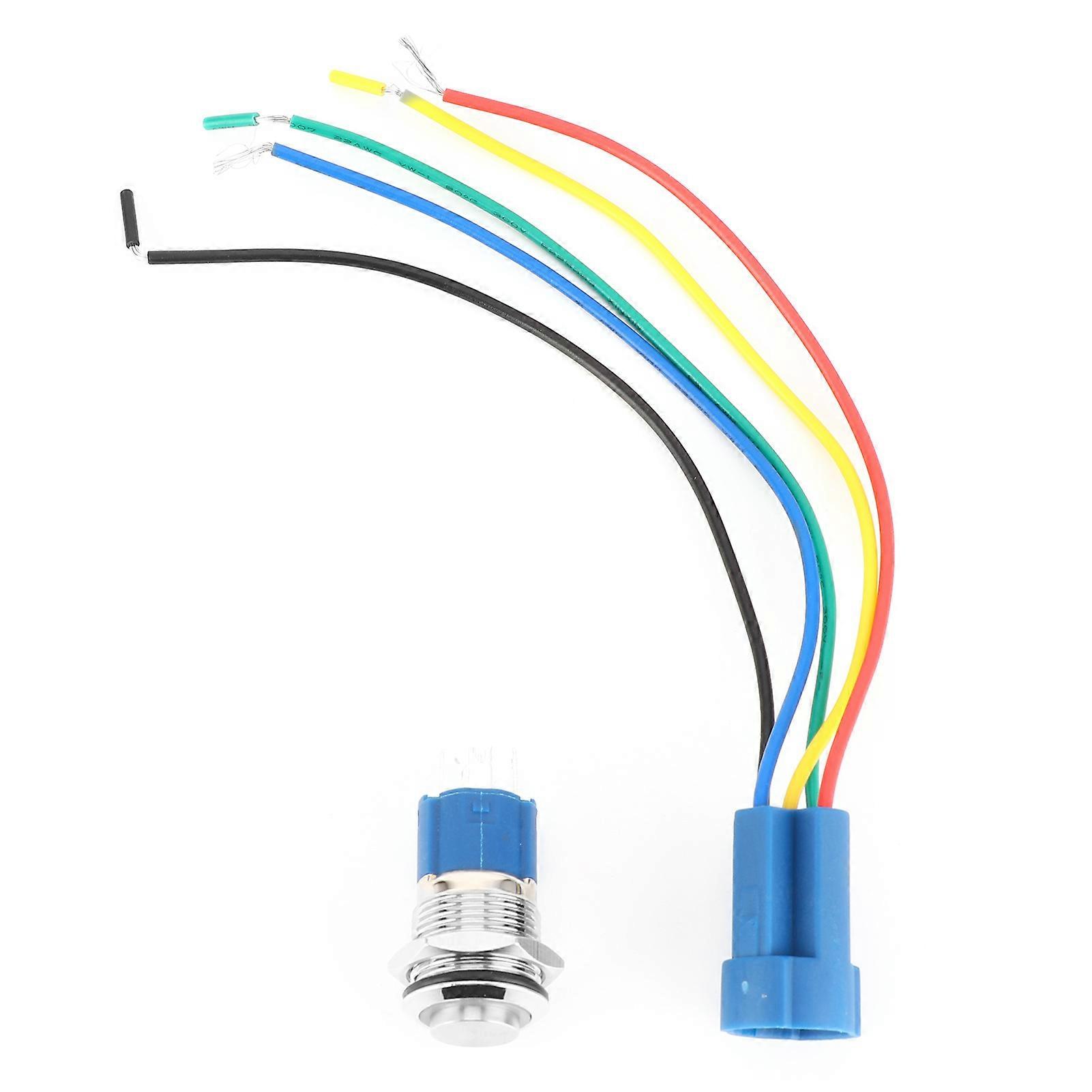 12V 0.6in LED Light Push Button Self Locking Self Reset Waterproof Toggle Switch(White Light )