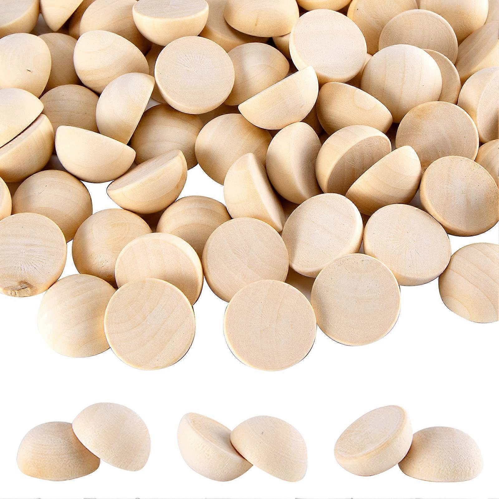 200pcs bolas de madeira divididas 20mm meia madeira contas 0,8 polegadas de diâmetro hemisfério granel
