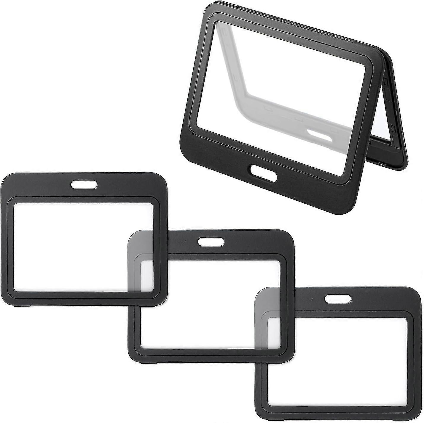 Id Card Holder Set: 4pcs Hard Plastic Id Badge Holders With Double-sided Windows