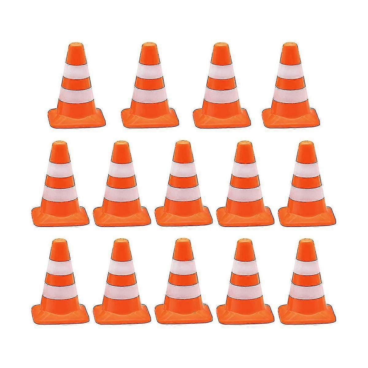 14 Pieces Mini Triangle Cone, Mini Simulation Safety Cone Road Parking Signs Roadblock, Small Signs