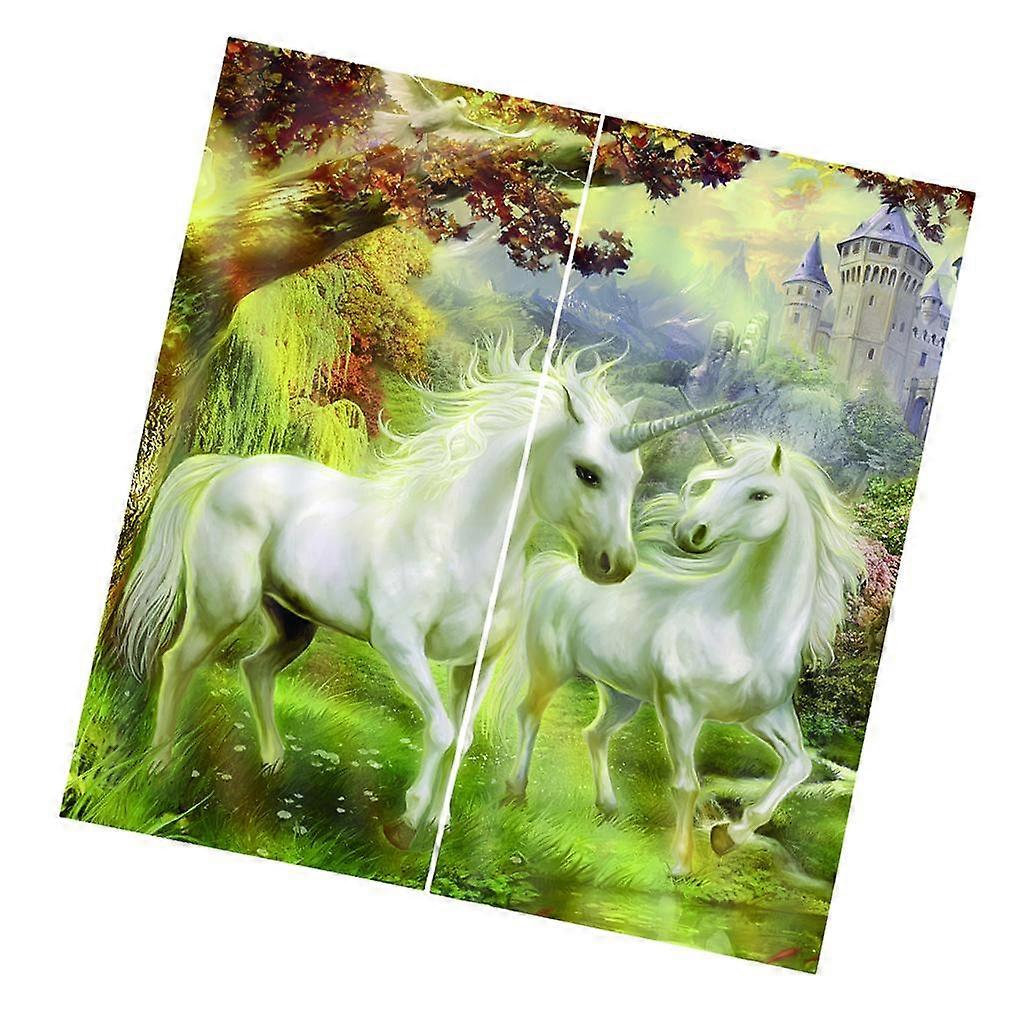 2 Panel Set Digital Printing Curtains 3D Animals Unicorns-85x200cm