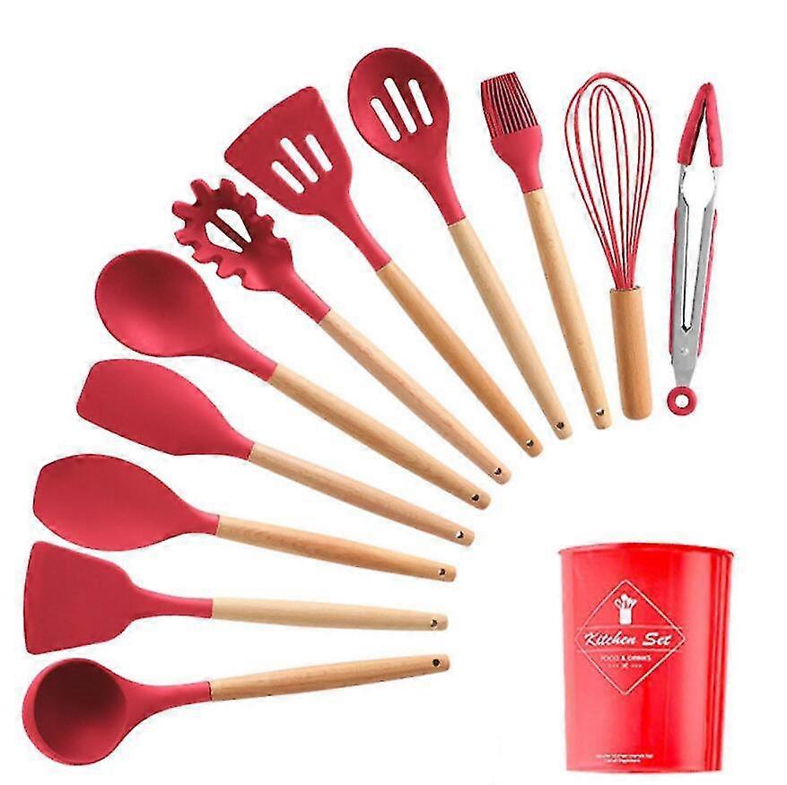 12pcs Silicone Kitchenware Cooking tool Utensils Set Non-stick Cookware CSSRED