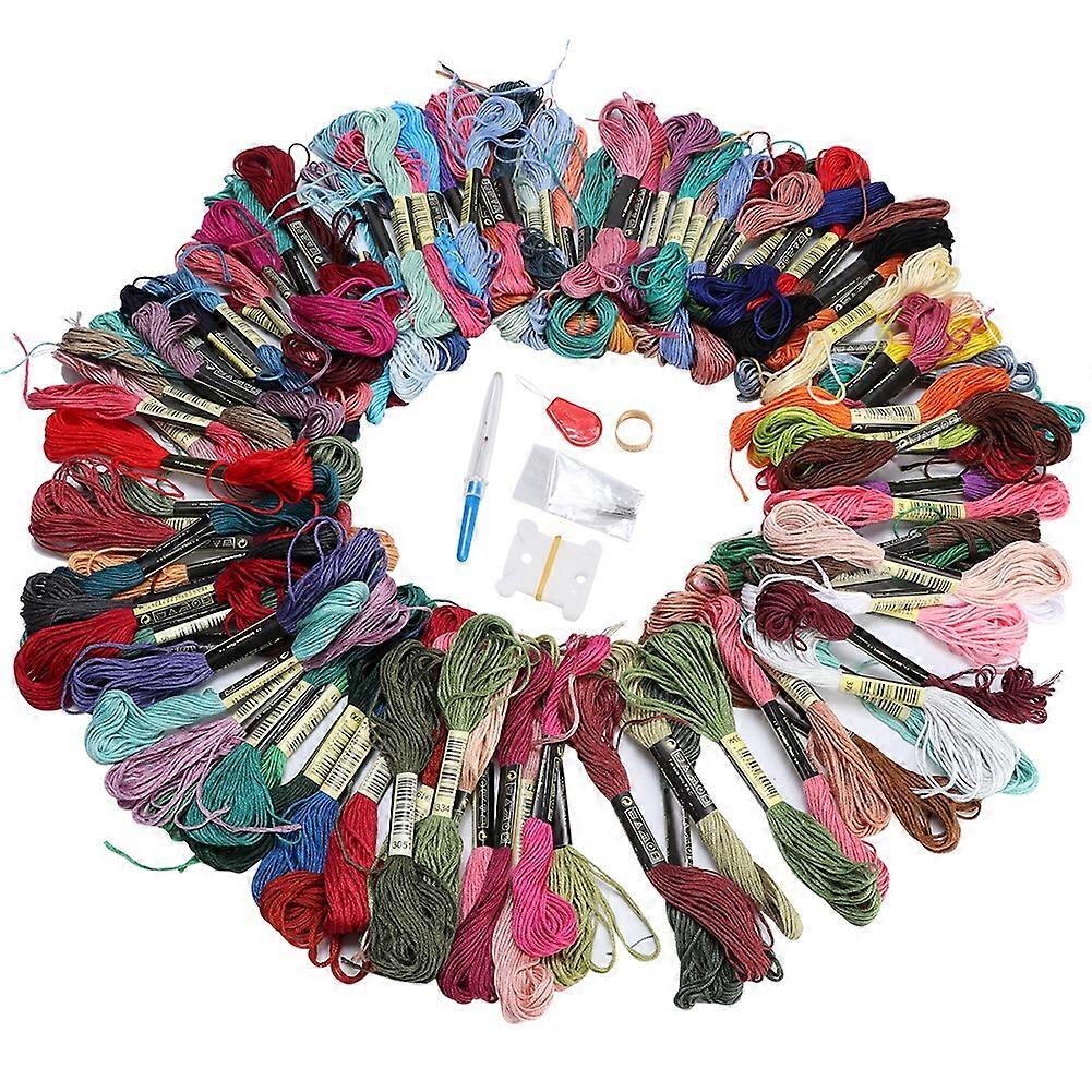 Cross Stitch Kit 100 Colors Embroidery Thread DIY Sewing Needlework Accessories