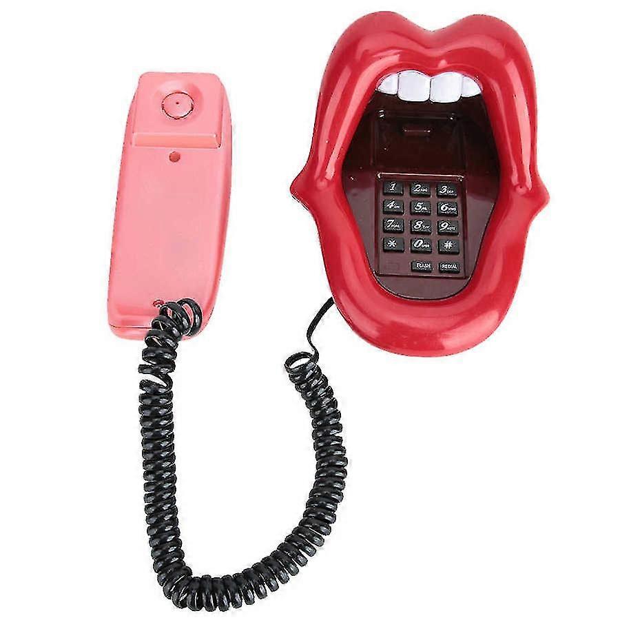 Mouth Shape Home Phone Red Large Tongue Shape Telephone Desk Corded Fixed Landline Phone