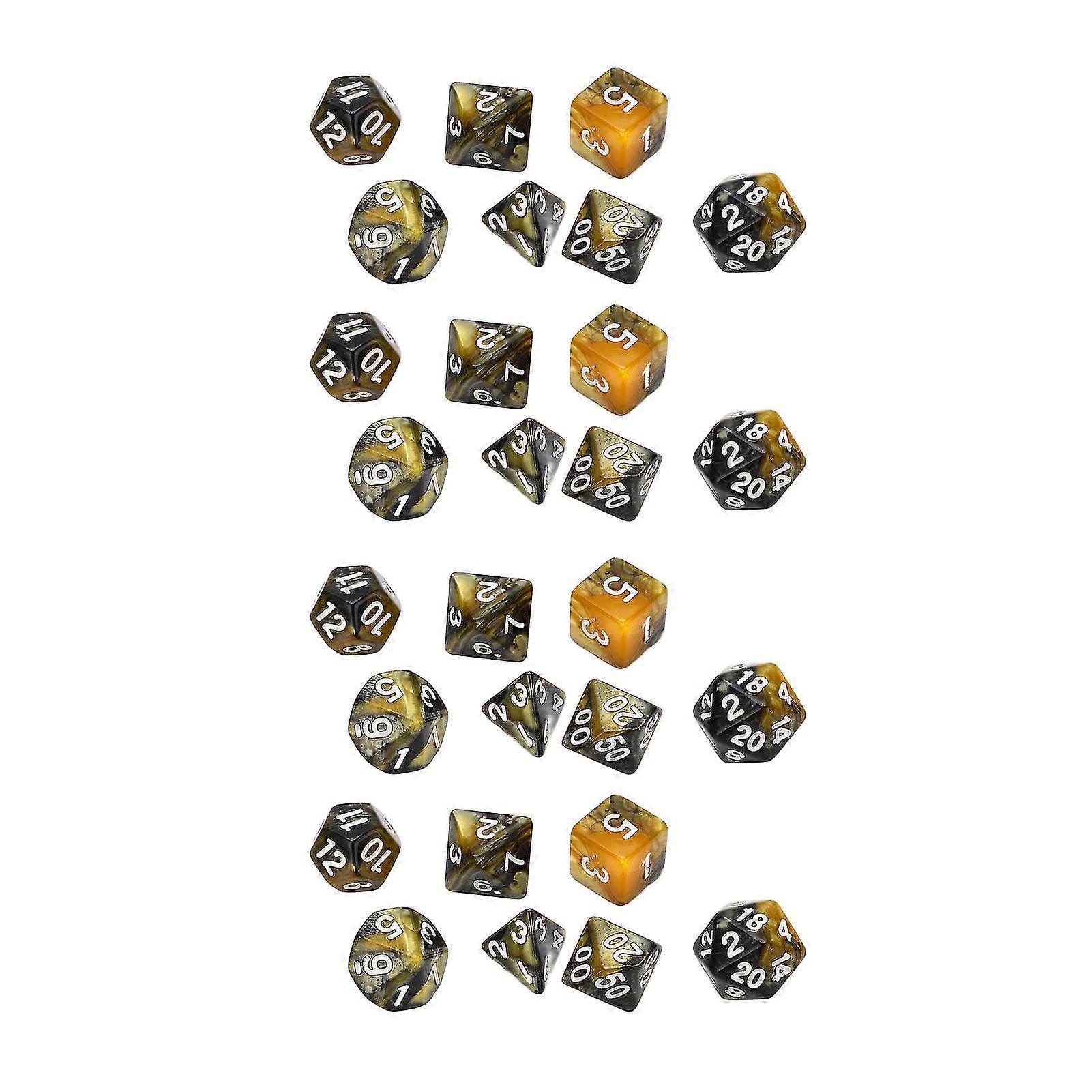 Large White Number Polyhedral Dice Set for Interactive Games and Education - Black and Gold
