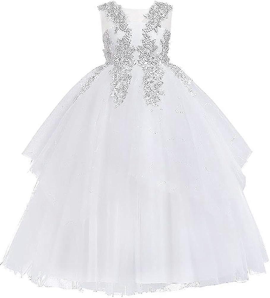 زهرة فتاة فساتين بلا أكمام الأزهار الدانتيل الأميرة تول توتو جونيور وصيفة الشرف الزفاف أول بالتواصل مسابقة عيد ميلاد حزب ماكسي حفلة موسيقية ثوب