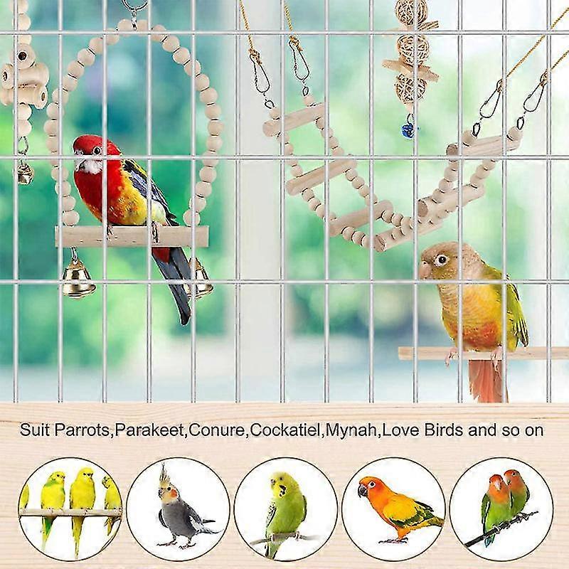 9 Packs Bird Toys Hanging Bell Bird Cage Toys Parrot Swing Chewing Toys ... - Hanging Parrot Bird Cages With Toys