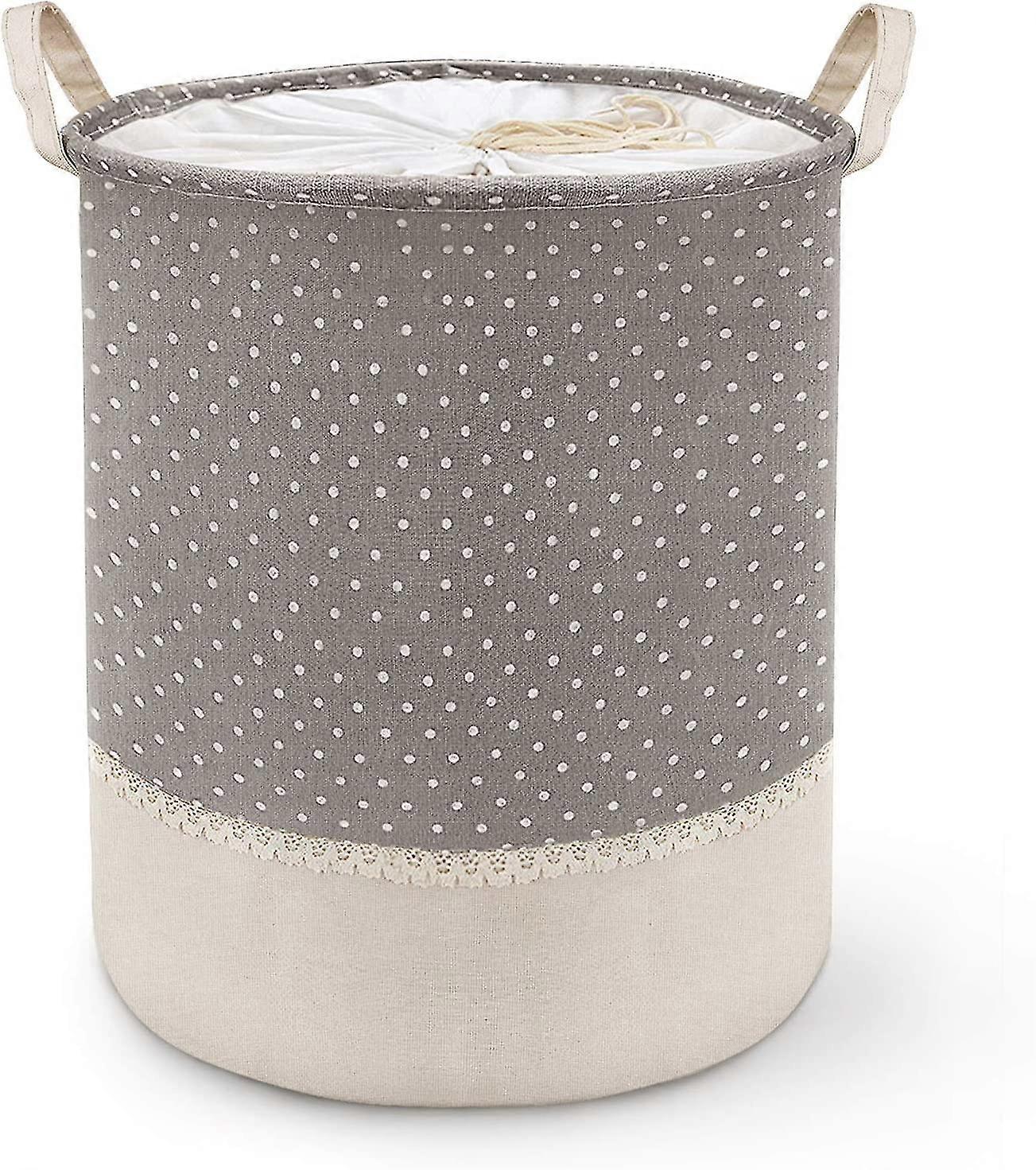 Foldable Canvas Fabric Laundry Basket With Handles And Drawstring