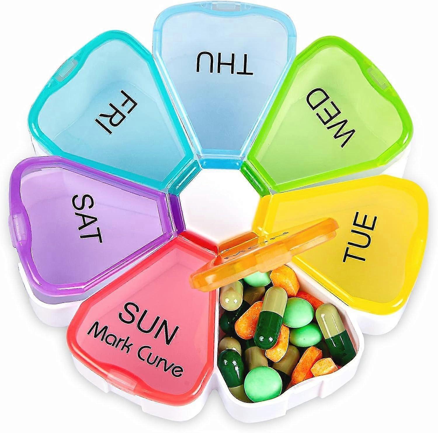 Portable Weekly Pill Box Organiser | Easy To Open 7 Day Premium Quality Tablet Box | Travel Pill Case With Snap Shut Lids Design