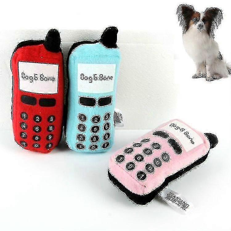 Wj010500 Pet Dog Cat Toys Phone Shaped Chew Play Squeaky Plush Practice Toys(random Color Delivery)