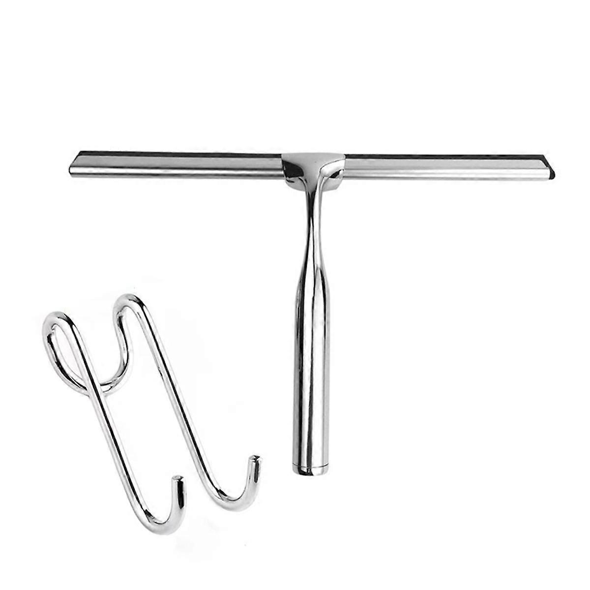 Shower Squeegee and Window Squeegee, Stainless Steel,Home Mirrors,Adhesive Holder, Shower Door Hook, 10 Inch, Silver