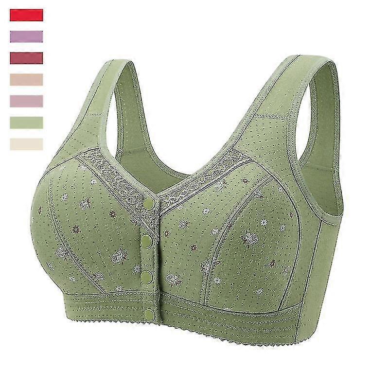 חזיות כותנה עם כפתור סגירה קדמי לנשים מבוגרות ללא חוט, חזיית אבזם, חזייה במידות גדולות Z