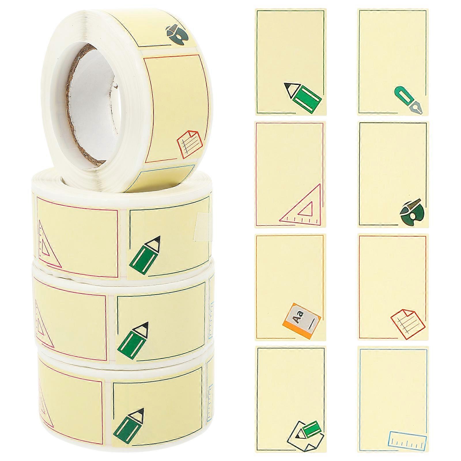 4 Rolls of Cartoon Name Label Stickers Kindergarten Name Tags Self-adhesive Name Labels