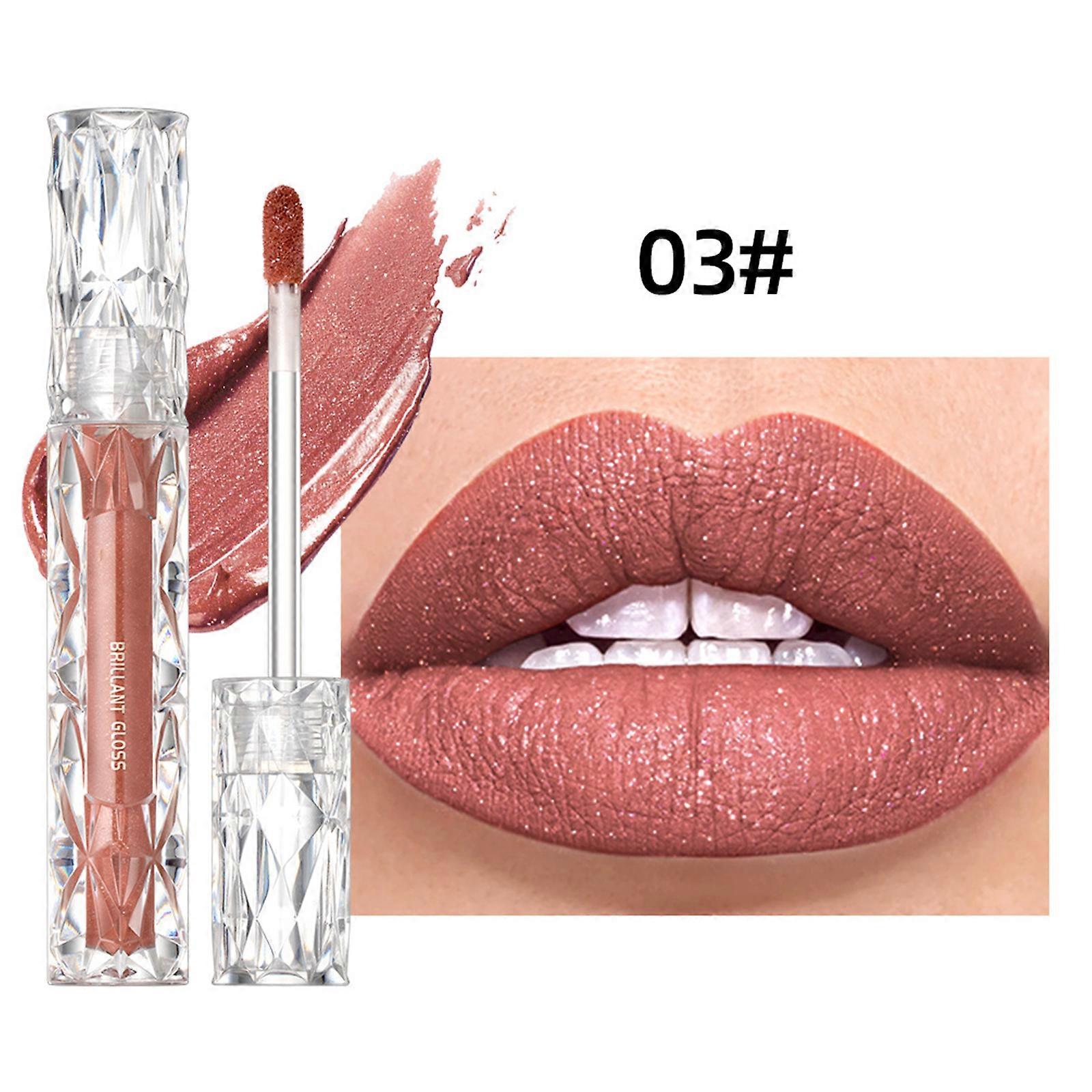 Liquid Glitter Lipstick, Diamond Shimmer Finish Highly Pigment Lip Tinted Stain, Waterproof Long Lasting Smudge-proof Lip
