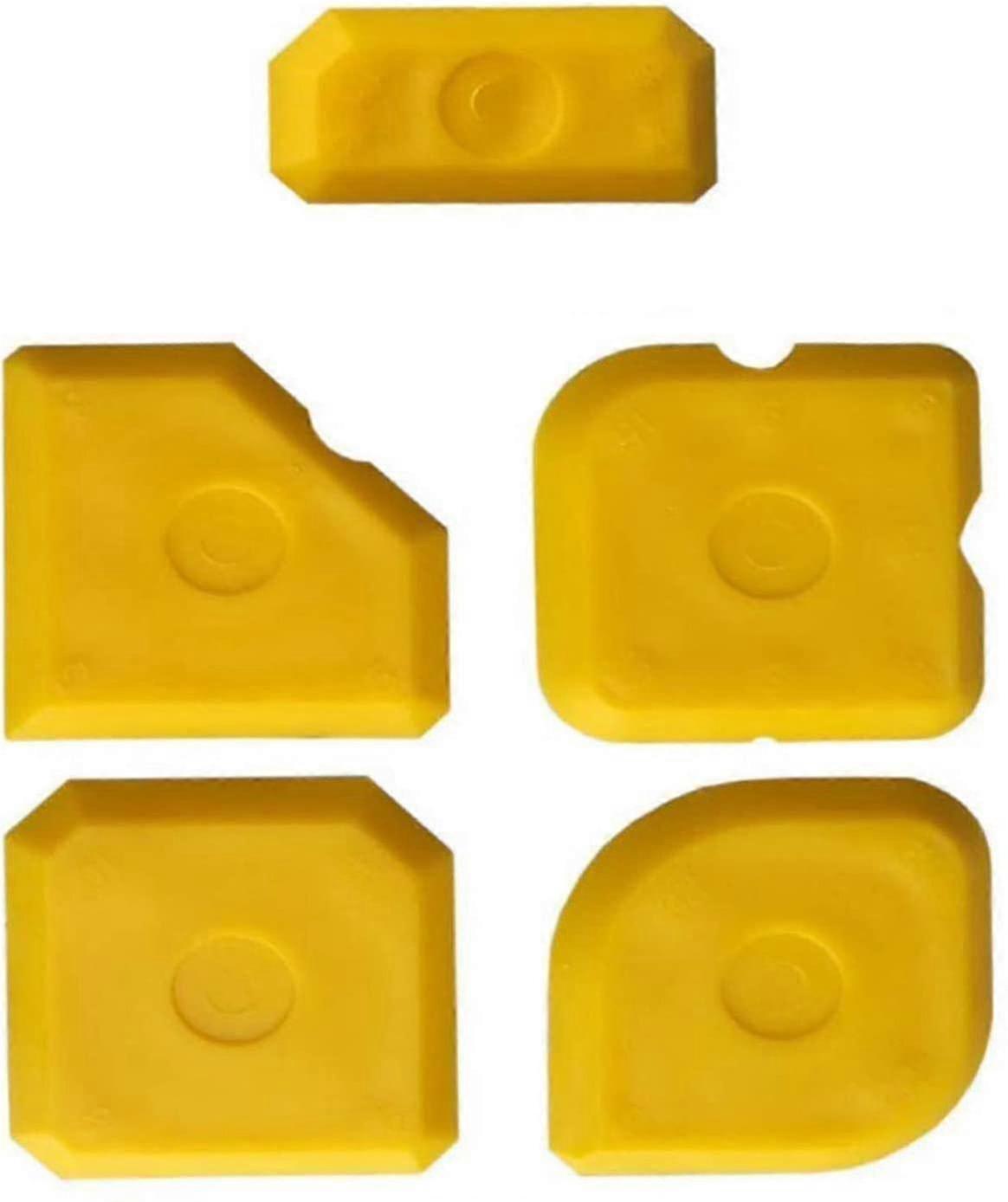 5 Pcs Scraper Tool Set Silicone Grout Smoothing Spatula,yellow5 Piecesyellow