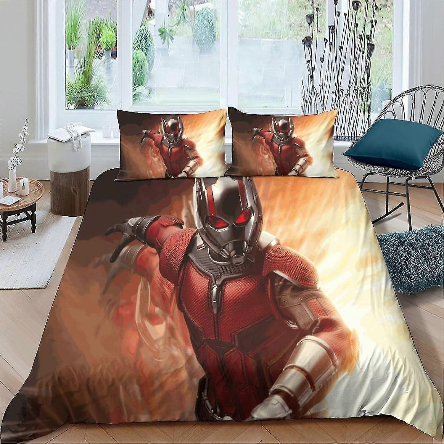 o3351 ملاءات السرير Ant ManBedding لحاف غطاء لحاف مجموعة قطع ناعمة من الألياف الدقيقة مع أكياس الوسائد غطاء لحاف النمل مع إغلاق بسحاب للأطفال