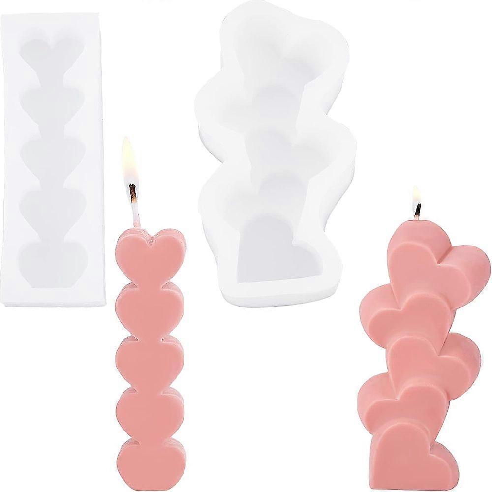 2Pcs 2 Style Heart DIY Candle Silicone Molds Resin Casting Molds White 99~121x33~64.5x18~28.5mm 1pc/style