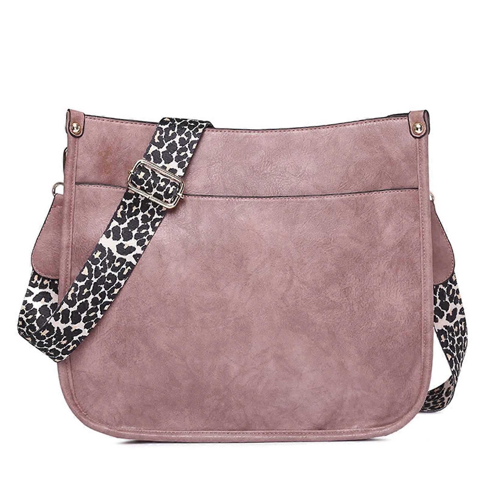 Kvinnor Leopard Gitarrrem Crossbody Handväska Shoulder Bucket Cross body Handväska