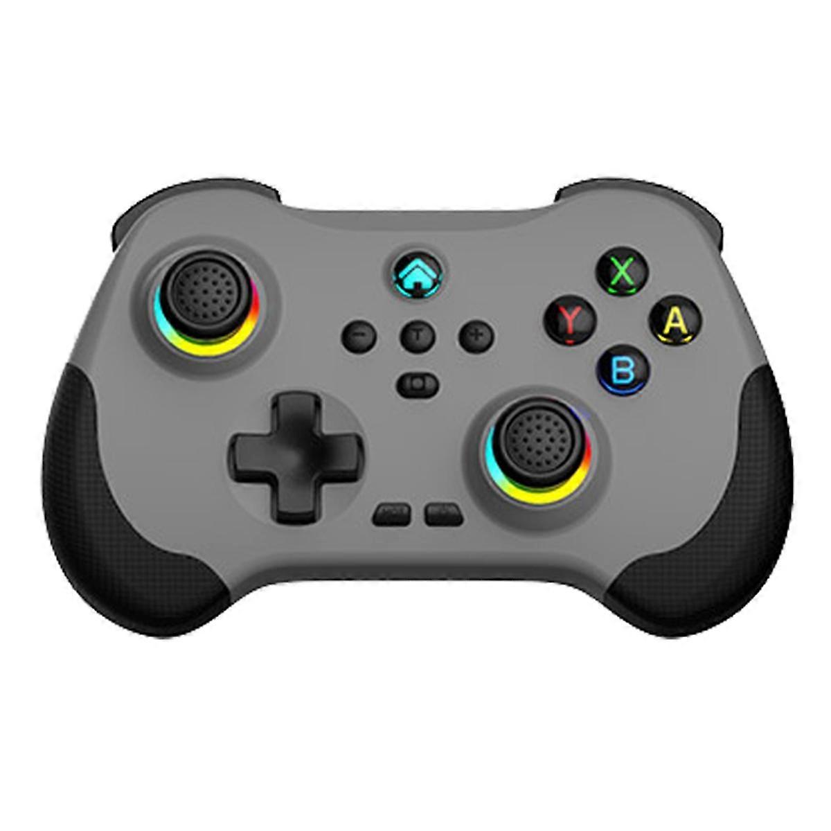 Controlador de juego inalámbrico Bluetooth Sensor de movimiento de 6 ejes Joystick programable turbo para interruptor Steam PC gris