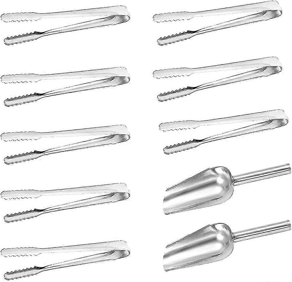 Ice Tongs Set, Candy Bar Accessories, 8 Pcs Sugar Tongs And 2 Pcs Ice Cream