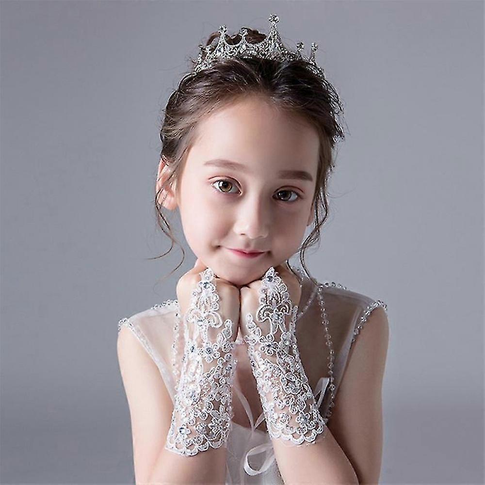 Girls Princess Gloves Girls Dress Glove Lace Diamond Photography Costume YFB