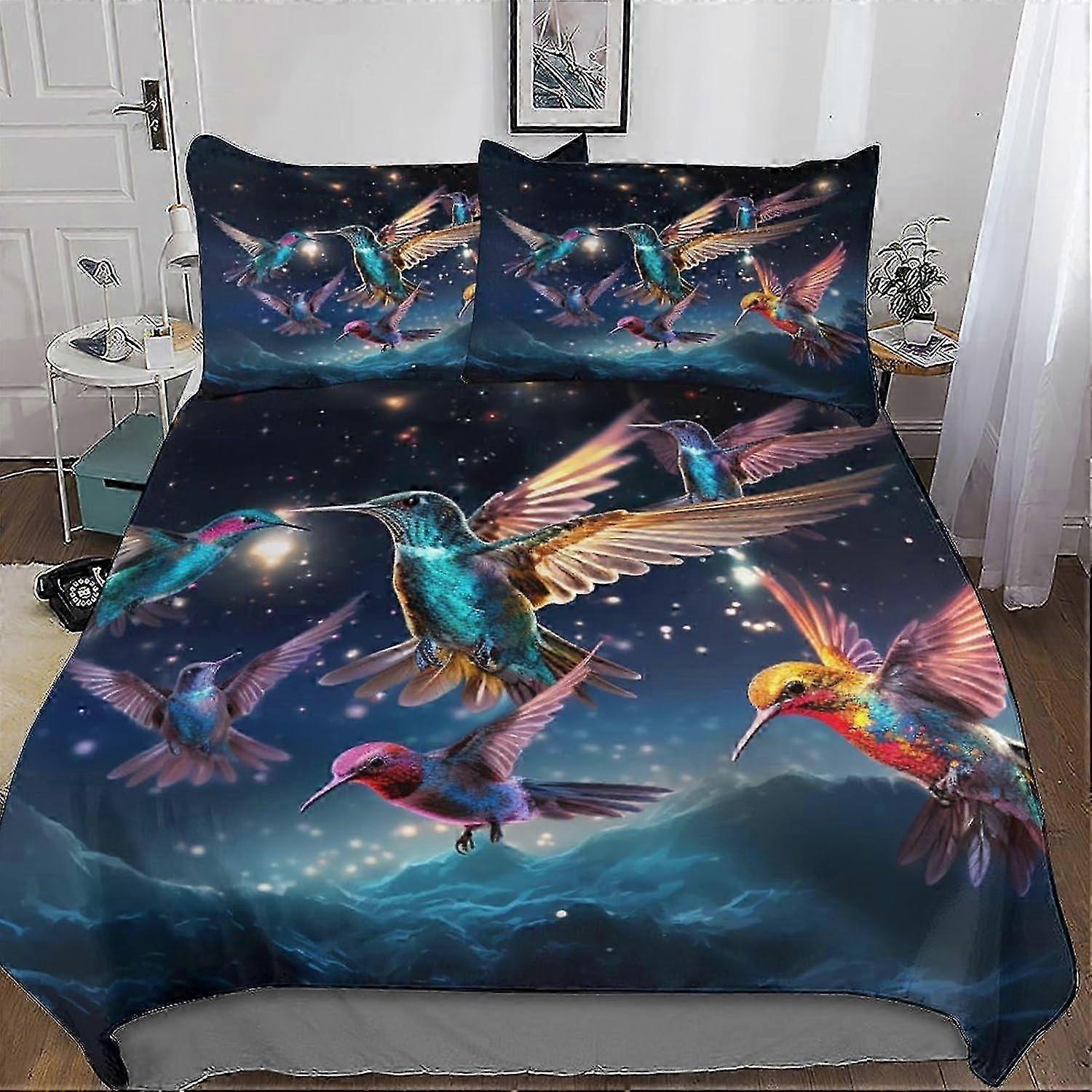 J2021 Lençóis de Cama Série de Pássaros Fofos Conjunto de Cama Padrões Macios 2PCs Resistente ao Desbotamento Capa de Edredom Respirável com Fronha Capa de Edredom Impressa em 3D Conjunto Comf