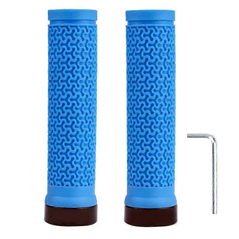 Bike Handlebar Grips with Soft Anti-slip Rubber Professional Mountain Bicycle Grips, Single Lock-on Bike Handlebar,Compatible with MTB/BMX. (Blue)