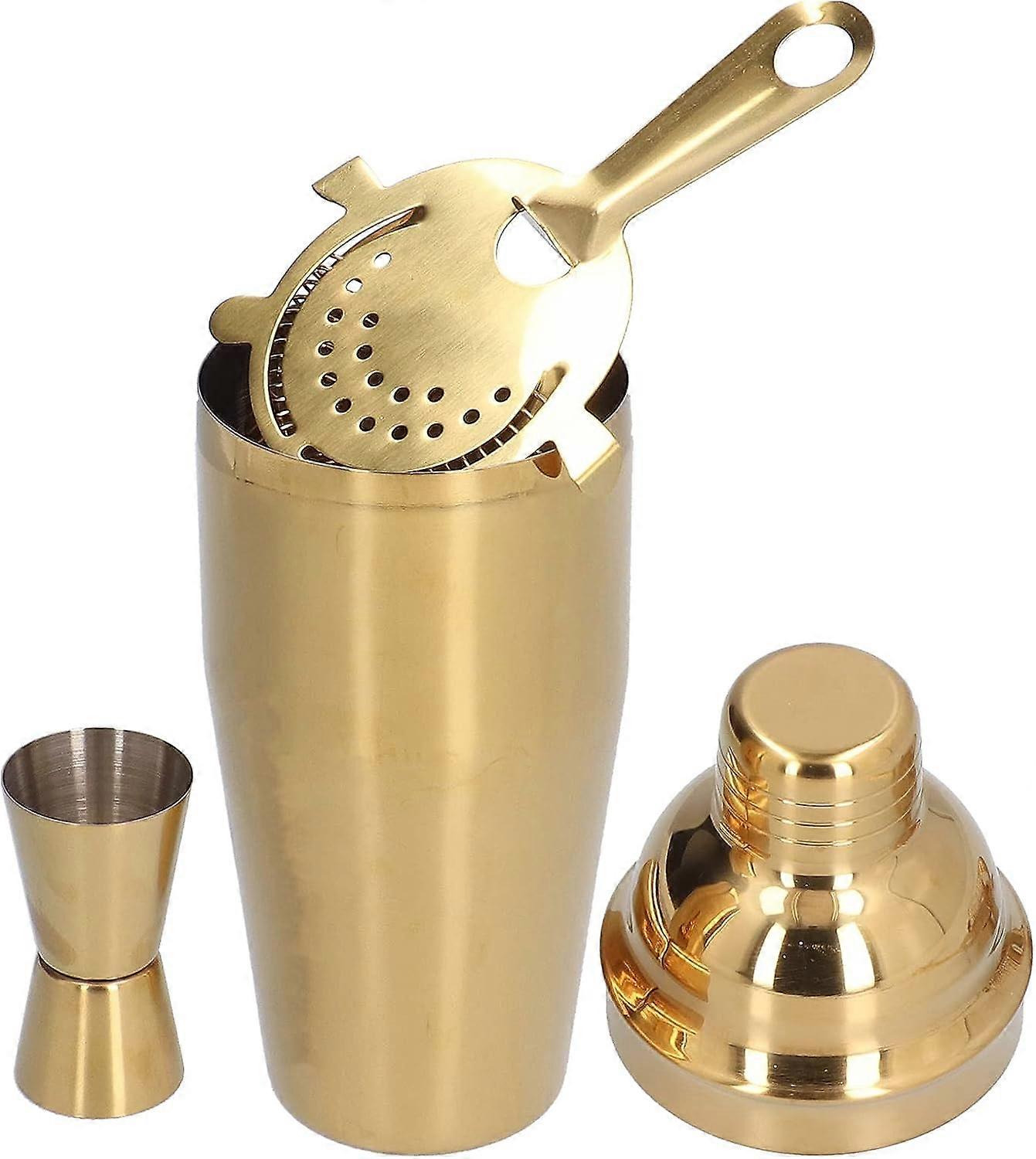 Cocktail Shaker,750ml Stainless Steel Barware Tool Kit with Strainer Measure Cup Shaker for Bartender BarGolden Set