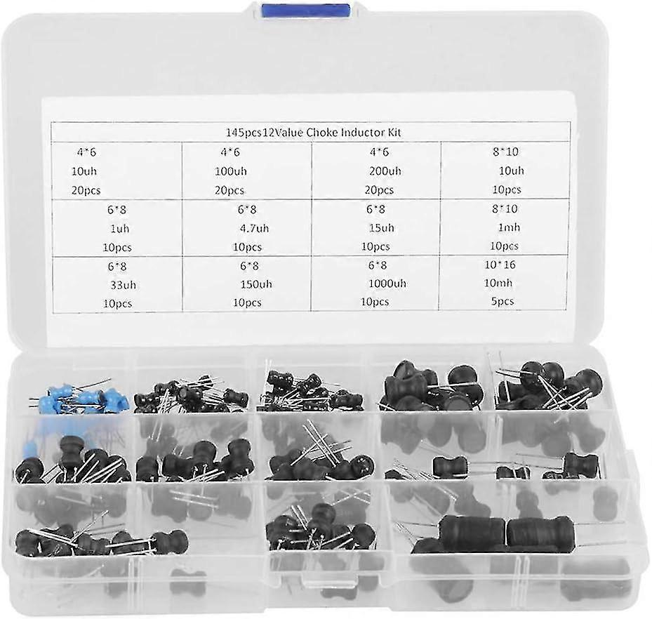 Inductor Assortment Kit -145pcs 10uh-10mh 12 Values Coil Choke Inductors Assorted Kit For High Frequency Low Frequency Block Pass