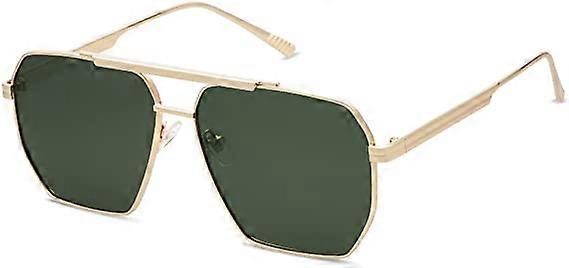 Rétro Oversized Square Polarized Sunglasses pour femmes Hommes Vintage Shades UV400 Classic Large Metal Sun Glasses