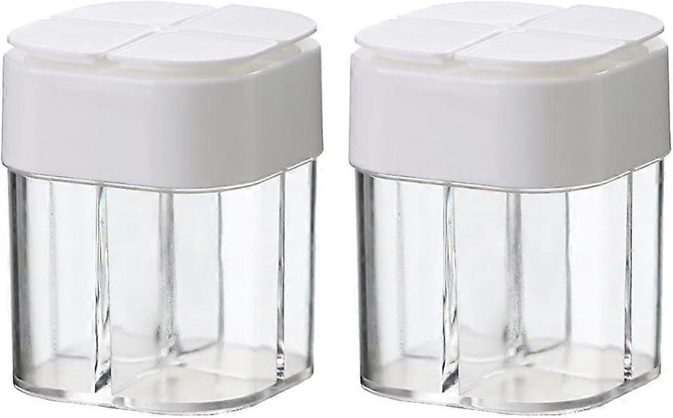 2 Pieces 4 in 1 Plastic Salt And Pepper Shaker 4 Grids Empty Spice Dispenser