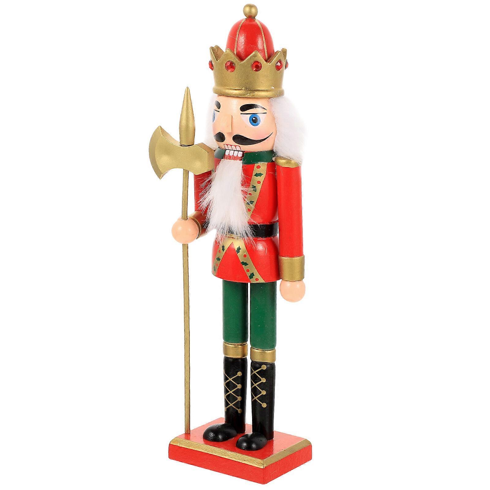 Christmas Wooden Cartoon Soldier Nutcracker Adorn Desktop Creative Wood Puppet Ornament