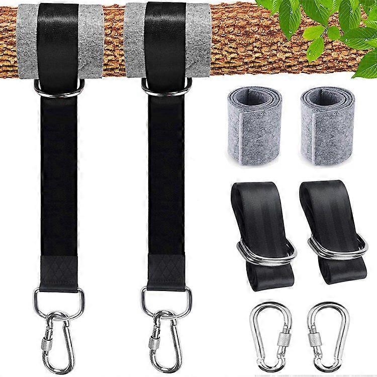 Hammock Straps,2 Set Heavy Duty Strap 2x150CM,D-Ring and Cushion,Two Carabiner Hooks Max Load 500KG