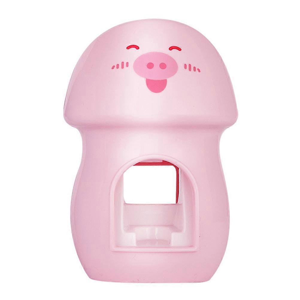 1PC Adorable Pig Design Automatic Toothpaste Squeezer Practical Toothbrush Holder Bathroom Toothpaste Rack Organizer Wall Mounted Storage Stand (Pink)